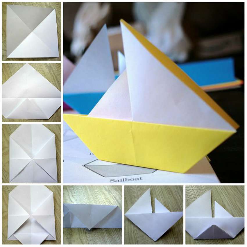 оригами парусник схема