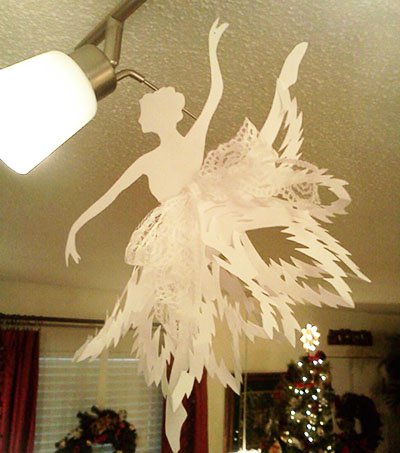 Снежинка-балеринка с ажурной юбочкой и тесемкой