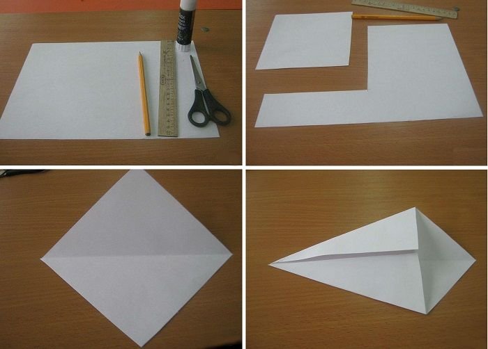 Жар-птица оригами: этапы складывания 1-4