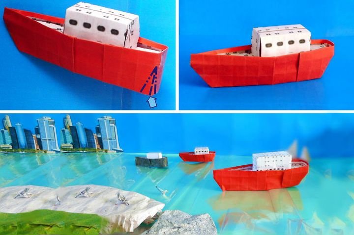 Поэтапная сборка грузового корабля-оригами