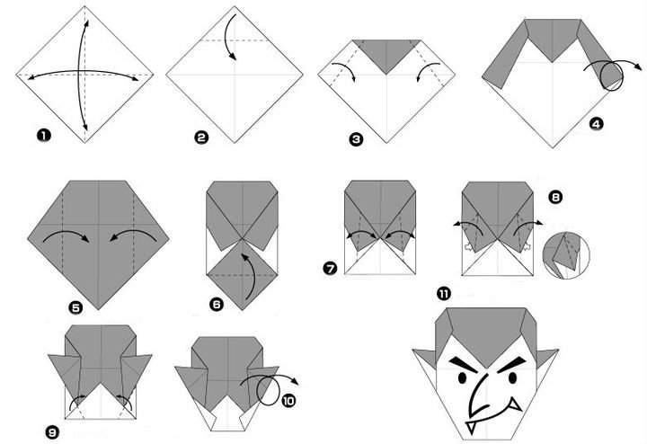 Мастер-класс по сборке Дракулы в технике оригами 