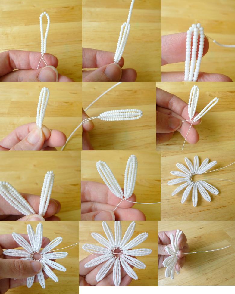 Схема плетения лепестков из бисера 